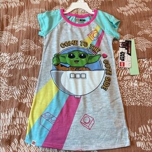 Star Wars Baby Yoda Gray and Teal Pajama Dress